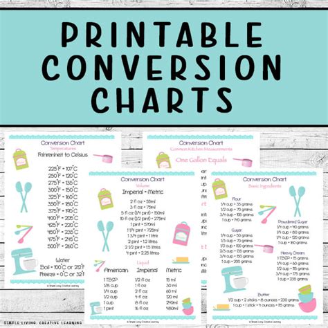 Printable Conversion Charts Simple Living Creative Learning