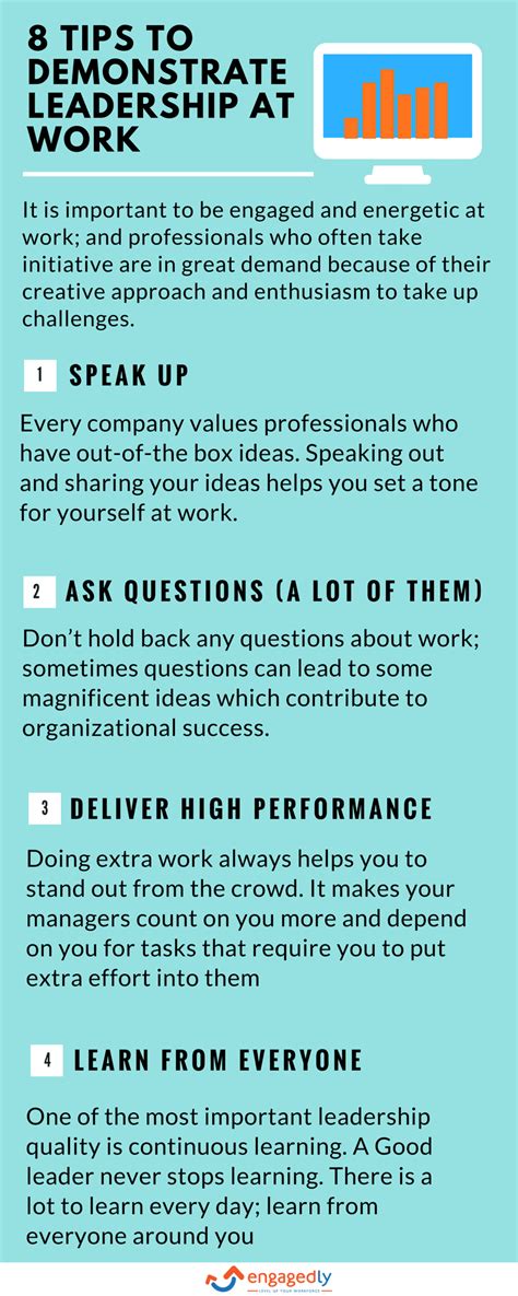 8 Tips To Demonstrate Leadership At Work Infographic Engagedly