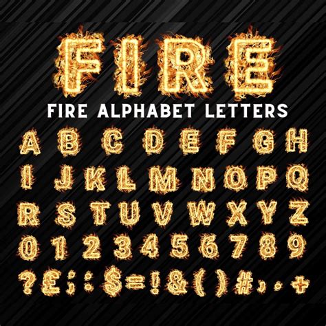 Fire Alphabet Letters And Numbers Flaming Alphabet Set Of Letters