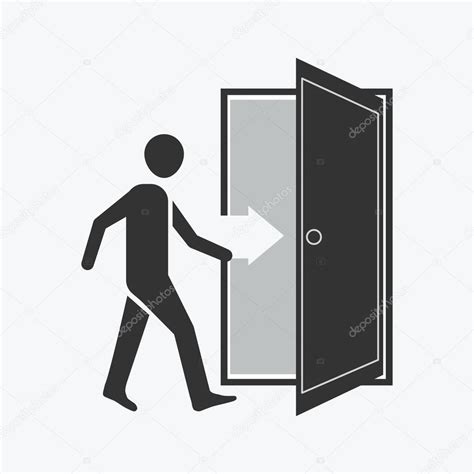 Stick Man Figure Enters A Door — Stock Vector © Urostomic 65860475