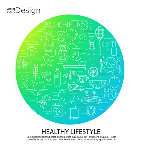 Healthy Lifestyle Concept Symbols 335722 Vector Art At Vecteezy
