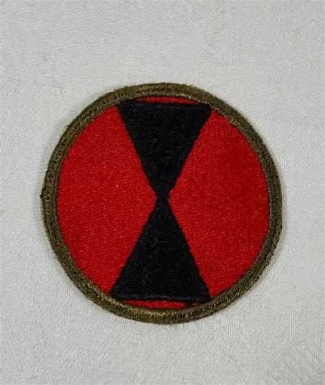 Us Army 7th Infantry Division Ww2 Vietnam War Era Patch Cloth Cut Edge