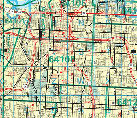 Kansas City Street And Zip Code Wall Map Gallup Map