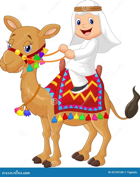 Cartoon Arab Boy Riding Camel Stock Vector Illustration Of Exotic