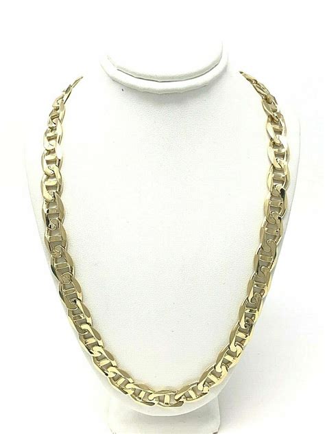 14k Yellow Gold Concave Mariner Gucci Chain Necklace 24 10mm 80 Grams