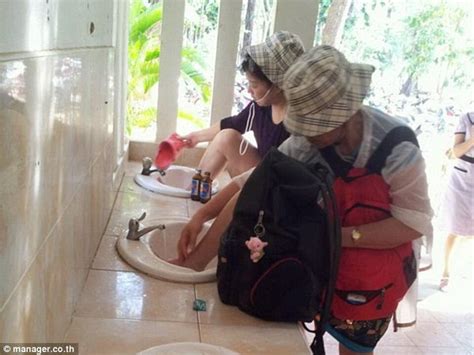 Chinese Tourists Photographed Washing Feet In Public Sinks In Phi Phi