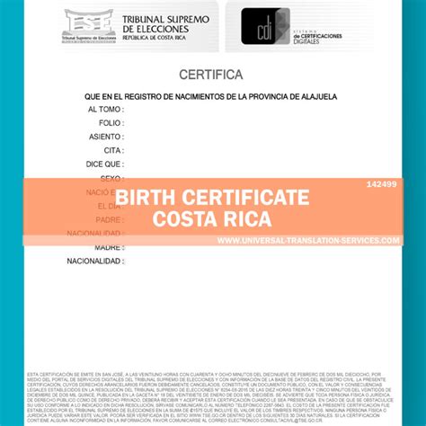 A valid, government issued photographic identification which includes the requester's name, date of birth, signature, and an expiration date. Buy a translated Spanish Birth Certificate for Costa Rica