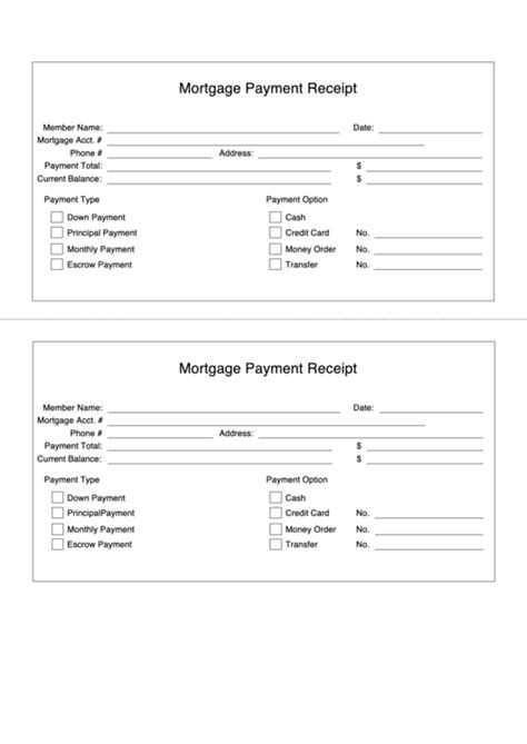 Mortgage Payment Receipt Spreadsheet Printable Pdf Download