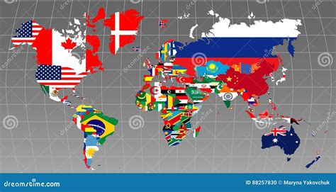 Mapa Con Las Banderas Ilustración Del Vector Ilustración De Globalismo