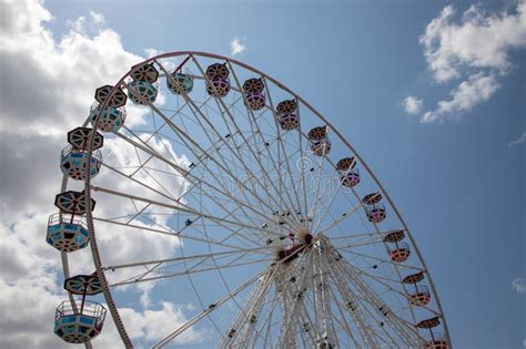 Funfair Ferris Wheel Amusement Park Funfairs Attraction With Blue