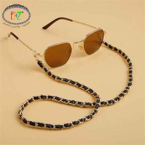 f j4z 2021 trend glasses strap for women vintage pu leather rope cuban chain eyewear lanyard
