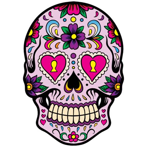 Decorative Skull With Heart Eyes Sticker
