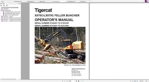 Tigercat X870C LX870C Feller Buncher 87061701 87063500 Operator