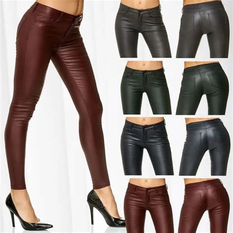 zogaa women pu leather pants ladies sexy skinny pu tight trousers female solid slim biker art