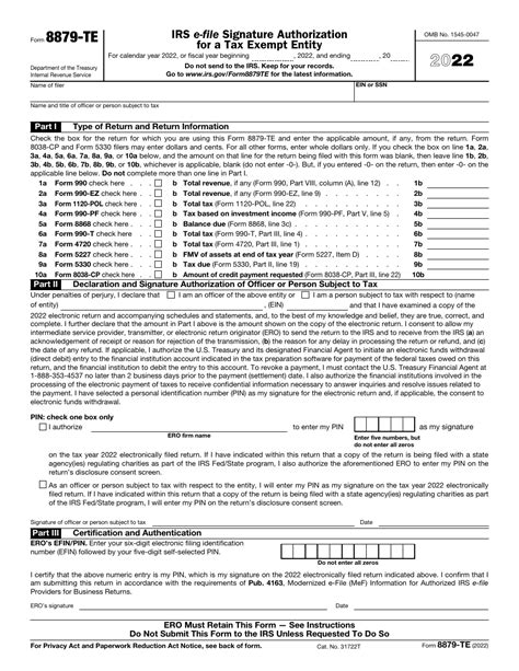 Irs Form 8879 Te Download Fillable Pdf Or Fill Online Irs E File