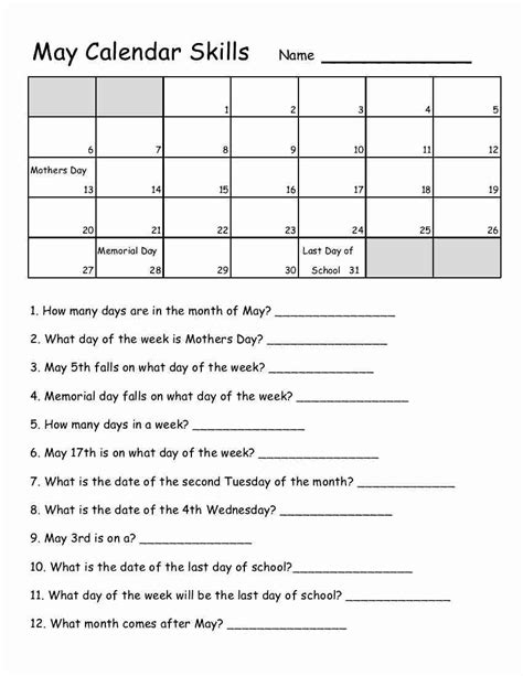 The First Day Of Each Month My Students Fill In A Blank Calendar They