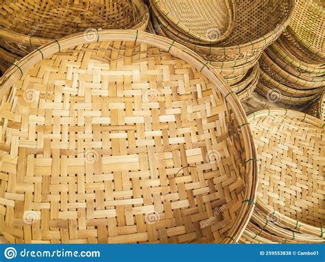 Piles Of Woven Cane Baskets Stock Photo Image Of Pack Pannier 259553838