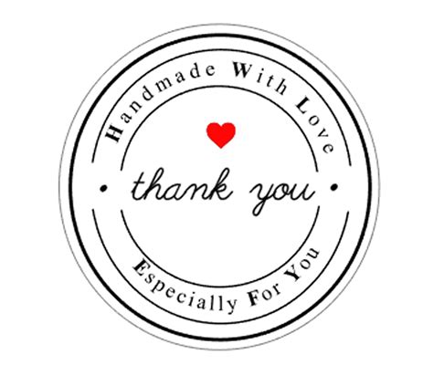 30 Handmade With Love Especially For You Thank You Stickers Round