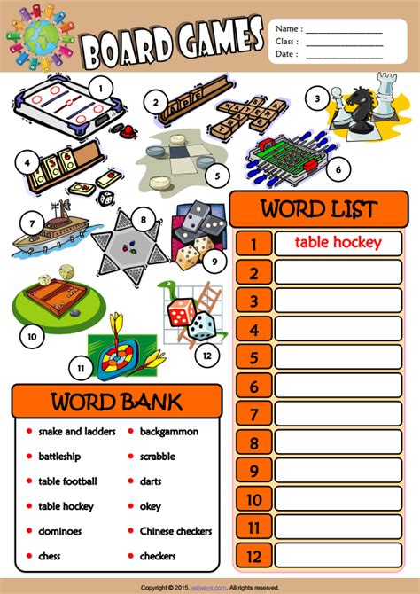 Board Games Esl Vocabulary Find And Write The Words Worksheet