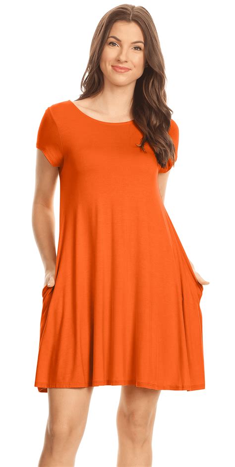 Womens Casual Short Sleeve T Shirt Dress Flowy Tunic Dress With Pockets USA Walmart Com