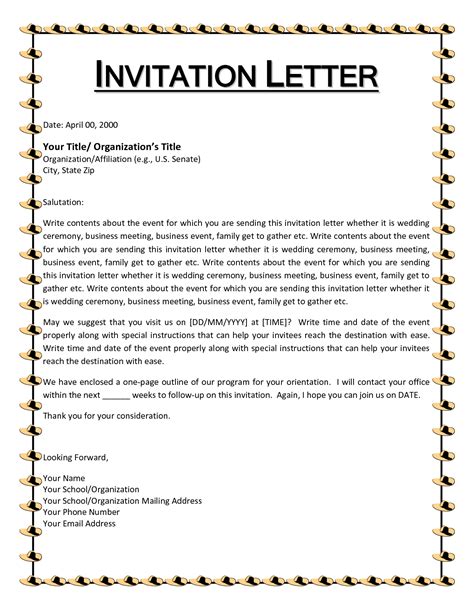 Sample invitation letter for visa. It is important to know the basics of the letter of ...
