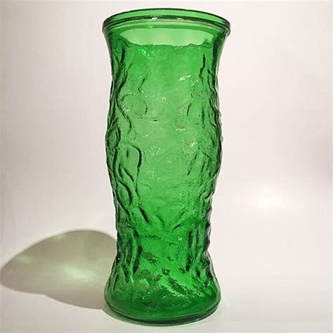 Vintage Hoosier Emerald Green Textured Glass Vase No 4 Etsy