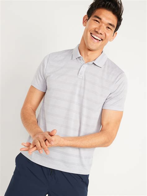 Go Dry Cool Odor Control Textured Stripe Core Polo Shirt For Men Old Navy