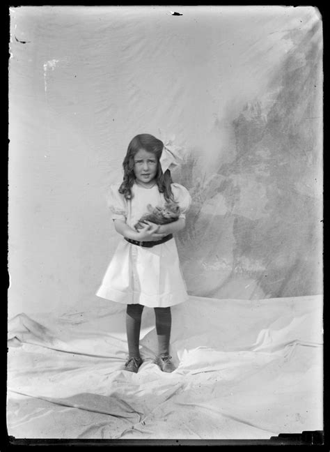 Little Girl With Kitten Studio Portrait Digital Commonwealth