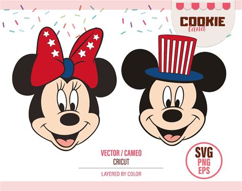 SVG File For Mickey And Minnie Heads Fourth Of July Svg 4th Etsy