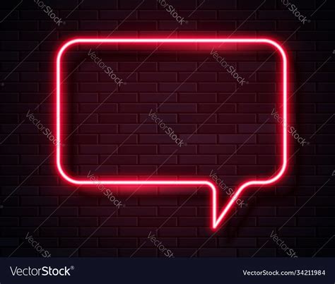 Neon Red Glowing Speech Bubble Sign Royalty Free Vector