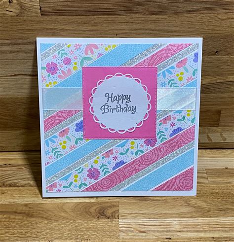 Handmade Birthday Card Cute Happy Birthday Card Pink And Blue Etsy