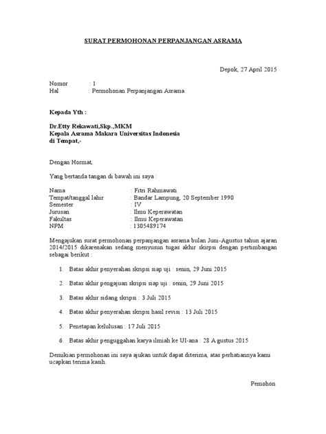 Contoh Surat Permohonan