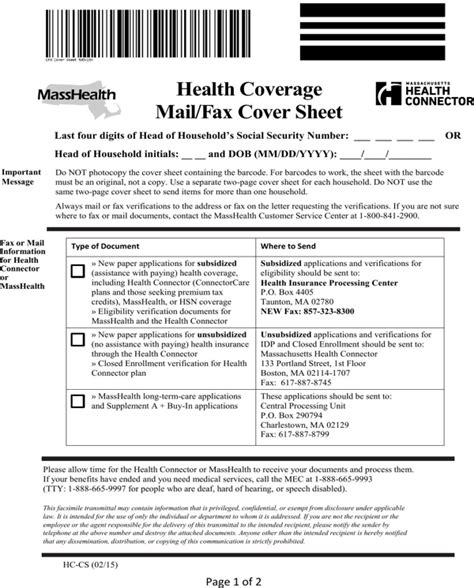 Most health insurance plans in massachusetts do not have lifetime limits. Download Masshealth Health Coverage Mail/Fax Cover Sheet for Free - FormTemplate