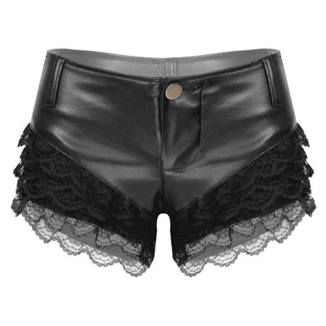Slutty Leather And Lace Shorts Sissy Panty Shop
