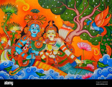 Mural Painting Of Lord Krishna And Radha By Mrsumesh Krishnan Artist