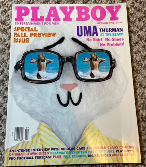 September Playboy Magazine Uma Thurman Nude Nicolas Cage W