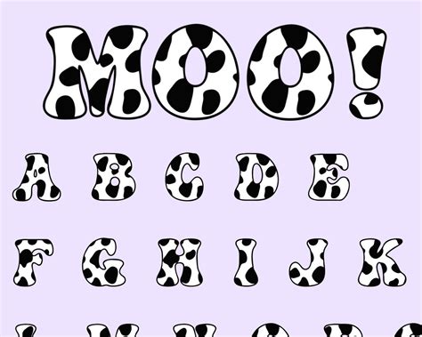Cow Font Png Svg Cow Skin Font Cow Pattern Font Cow Etsy Denmark