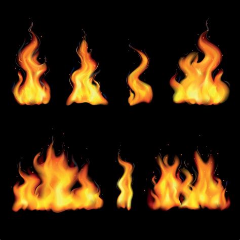 Realistic Fire Flame Icon Set Vector Illustration 2951242 Vector Art At