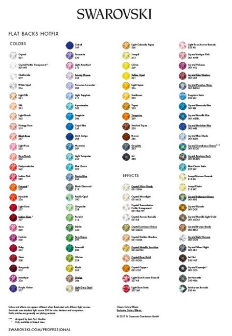 Swarovski Colour And Size Charts Beadfx