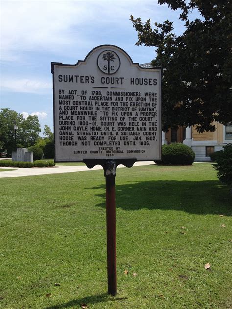 Historic Sign Outside Of Sumter County Courthouse Old In Sumter
