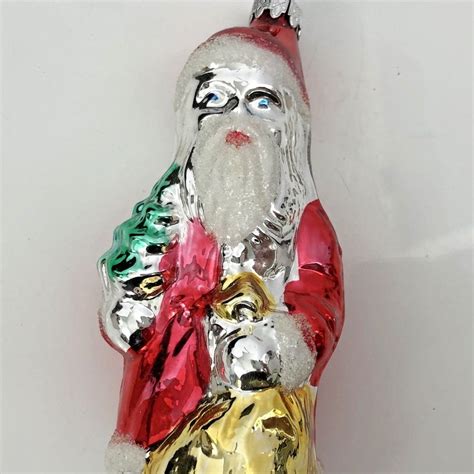 Santa Claus West Germany Vintage Christmas Ornament Blown Mercury Glass