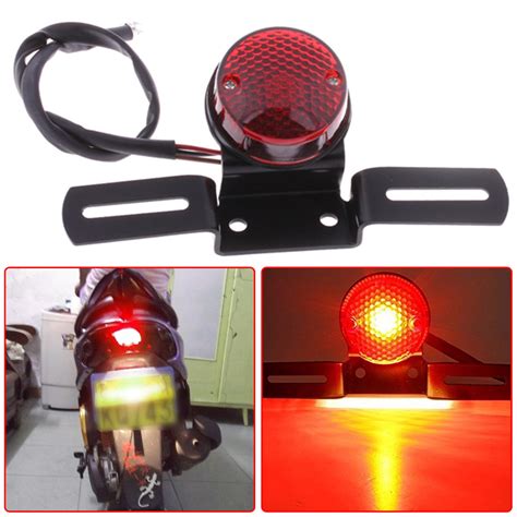 12v Round Red Motorcycle Led Brake Tail Light For Bobber Chopper Cafe