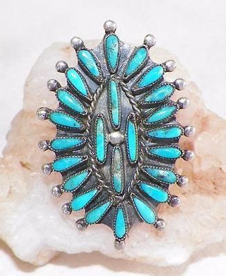 Immense Vintage Navajo W Begay Sterling Silver Needlepoint Turquoise