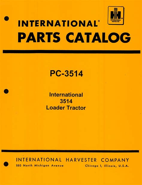 Binder Books Parts Catalog For International 3514 Wheel Loader Tractor