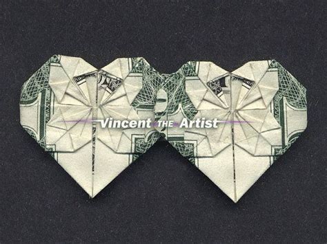 Little Double Hearts Money Origami Dollar Bill Art Money Origami