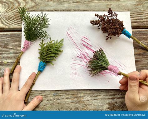 Natural Crafts Made Of Twigs And Sticks Paint Brushes For Children