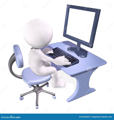 3d Man Working On Computer Royalty Free Stock Images Image 22622859