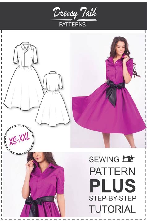 Shirt Dress Pattern Sewing Patterns Circle Skirt Dress Etsy