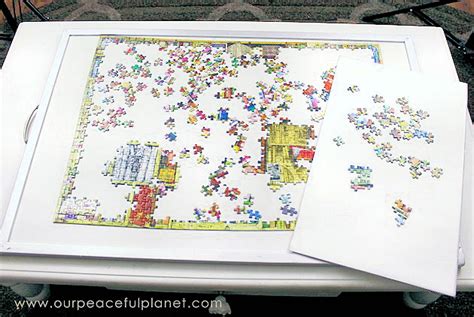 Jigsaw puzzling is a pastime that it requires occupying table real estate, sometimes for a week or so. Quick DIY Jigsaw Puzzles Work Station & Storage Set