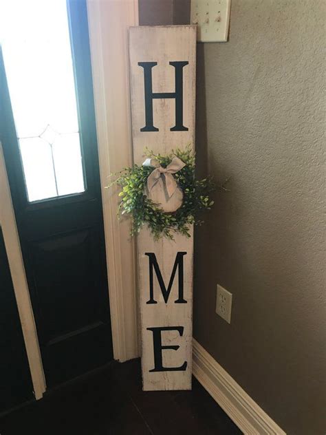Stars are painted in red, white and blue for a festive look on holidays or anytime. Large vertical home sign with wreath | Etsy | Home signs ...